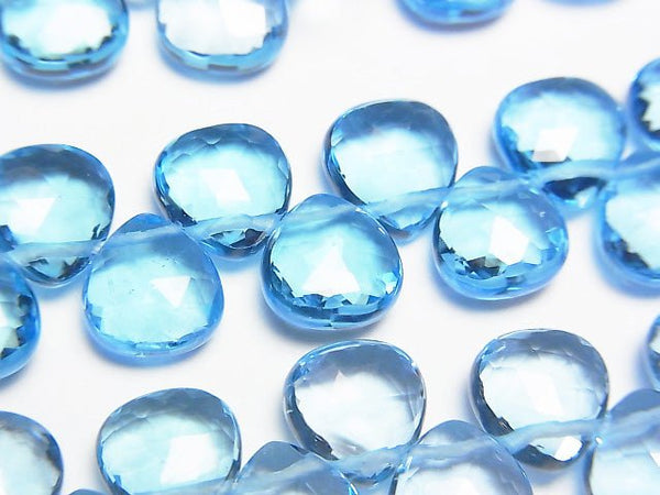 [Video] High Quality Swiss Blue Topaz AAA Chestnut Faceted Briolette 8 x 8 x 4 mm 2 pcs or 1 strand beads (aprx. 4 inch / 11 cm)