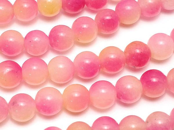 Pink & Yellow Jade Round 6mm 1strand beads (aprx.15inch / 36cm)