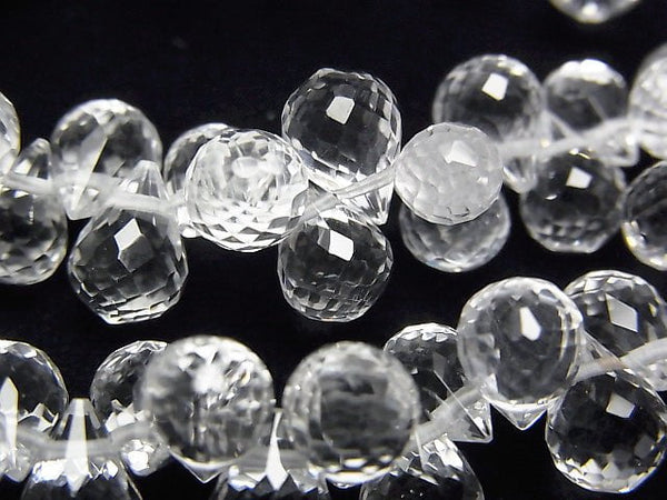 [Video] High Quality! Crystal AAA Drop Faceted Briolette 8x6x6mm 1/4strands -Bracelet