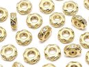 Metal parts Rondelle 6x6x2mm Gold (with CZ) 2pcs