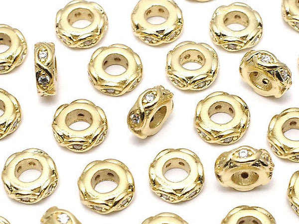 Metal parts Roundel 6x6x2mm Gold (with CZ) 2pcs