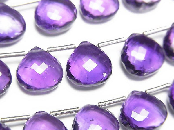 [Video] High Quality Amethyst AAA Chestnut Faceted Briolette 10x10mm half or 1strand (8pcs)