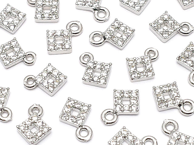 Metal Parts charm with CZ  Diamond Shape 5x5mm silver color 2pcs $1.99!