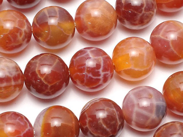Fire Agate Round 12 mm half or 1 strand beads (aprx.15 inch / 37 cm)