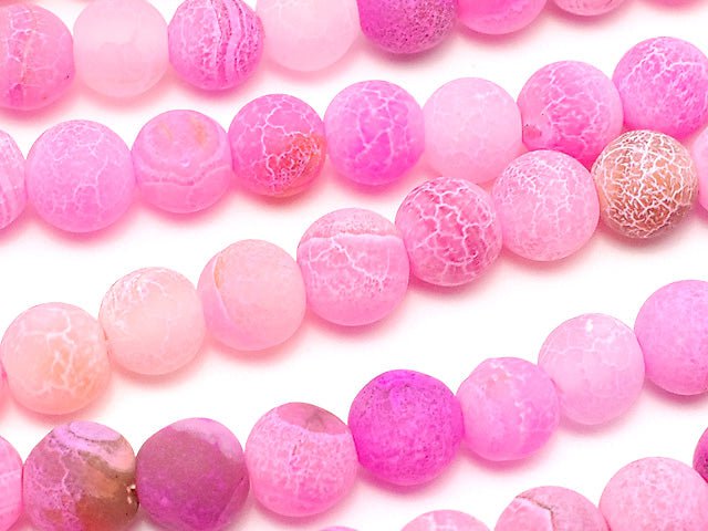 [Video] Frost pink color agate round 6mm antique finish 1strand beads (aprx.13inch/32cm)