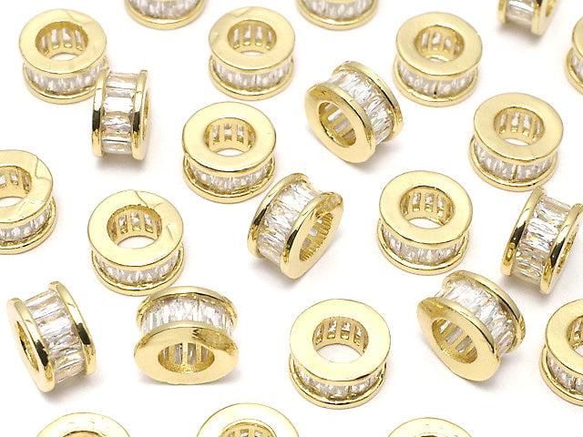 Metal parts Rondelle 8x8x5mm Gold (with CZ) 2pcs