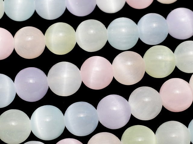 [Video] Selenite (Gypsum) Round 8mm [Multi color] 1strand beads (aprx.15inch/36cm)