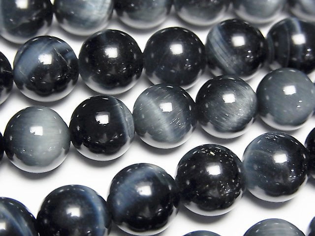 [Video] Blue color Tiger's Eye AA++ Round 10mm half or 1strand beads (aprx.15inch/37cm)