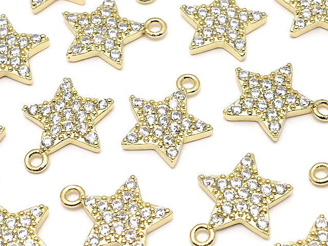 Metal Parts star motif charm 13x11mm gold color (with CZ) 2pcs $3.59!