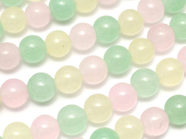 Pastel Mix Jade Round 6mm NO.2 1strand beads (aprx.14inch / 35cm)