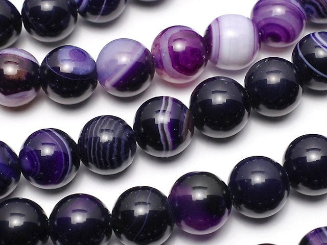 [Video] Purple Stripe Agate Round 8mm 1strand beads (aprx.15inch / 36cm)