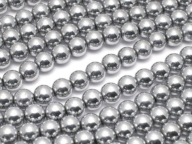 Magnetic! Hematite Round 4mm Silver Coating 1strand beads (aprx.15inch / 38cm)