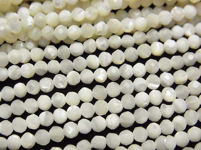 High Quality! 1strand $5.79! Mother of Pearl MOP White Faceted Round 3mm 1strand beads (aprx.15inch / 37cm)