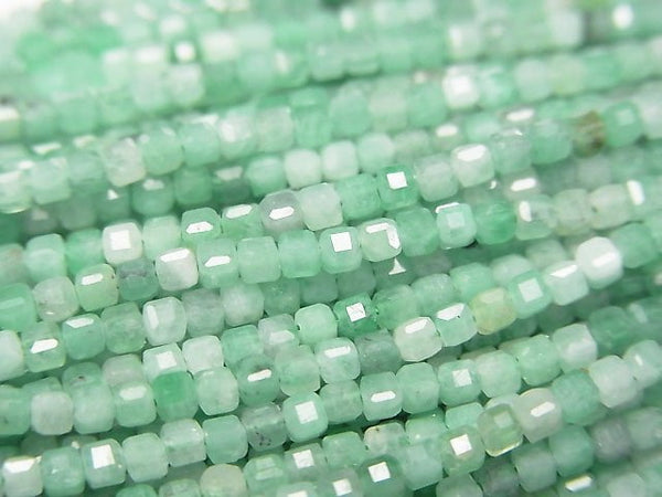 [Video]High Quality! Brazilian Emerald AAA- Cube Shape 2x2x2mm half or 1strand beads (aprx.15inch/37cm)