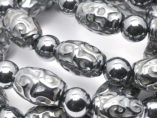 [Video] Terahertz Dzi bead 14x10x10mm & Round 8mm Bracelet