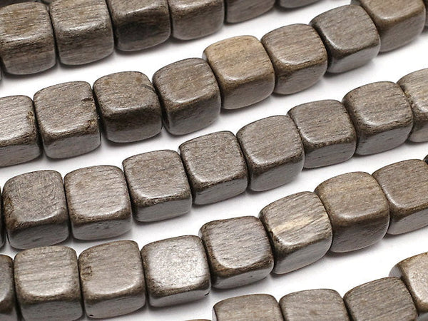 Gray wood Cube 6 x 6 x 6 mm 1strand beads (aprx.15 inch / 38 cm)