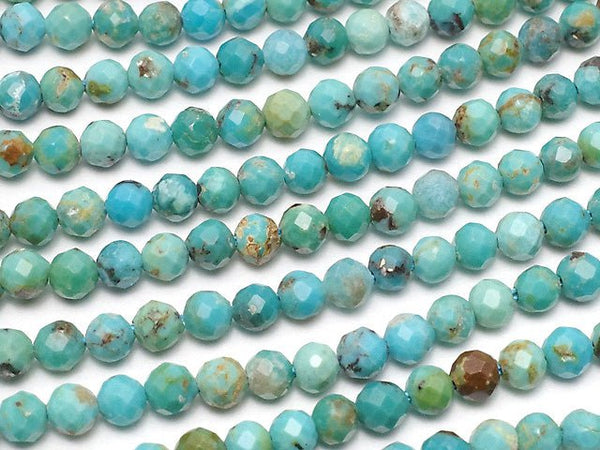 [Video]High Quality! Turquoise AA++ Faceted Round 3mm half or 1strand beads (aprx.15inch/37cm)