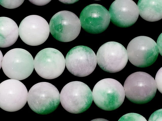 Purple x Green Jade Round 10mm 1strand beads (aprx.15inch / 38cm)