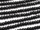 Black color Jade Faceted Button Rondelle 3x3x2mm 1strand beads (aprx.14inch / 35cm)