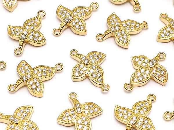 Metal Parts Joint Parts leaf 15 x 11 mm gold color (with CZ) 1 pc $2.59