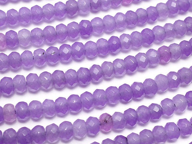 [Video] Light purple color Jade Faceted Button Rondelle 4x4x2mm 1strand beads (aprx.14inch / 34cm)