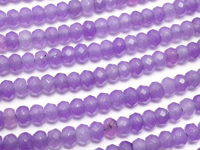 Light purple color Jade Faceted Button Roundel 4x4x2mm 1strand beads (aprx.14inch / 34cm)