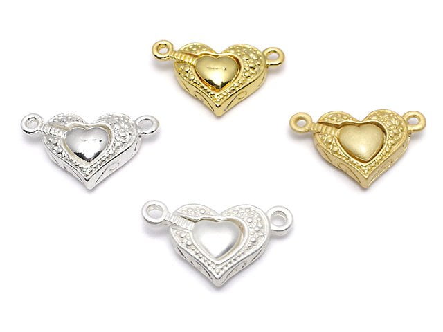 Metal parts Magnet type Clasp heart 17x15mm 3pcs