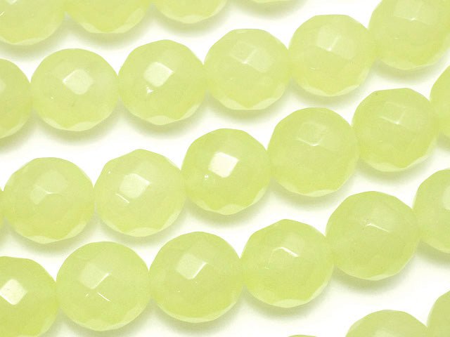 1strand $7.79! Yellow Green Jade 64Faceted Round 10mm 1strand beads (aprx.15inch / 38cm)