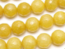 Yellow color Jade 128Faceted Round 10mm 1strand beads (aprx.15inch/36cm)
