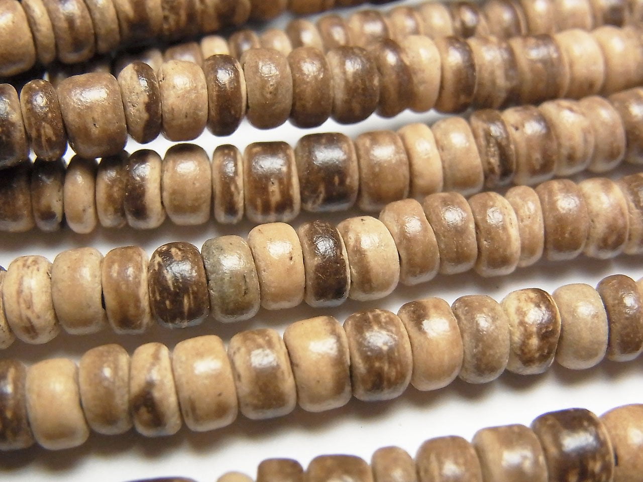 Coconut Rondelle beads 5x5x3mm Beige x Brown 1 strand (approx. 15 inches/37 cm)