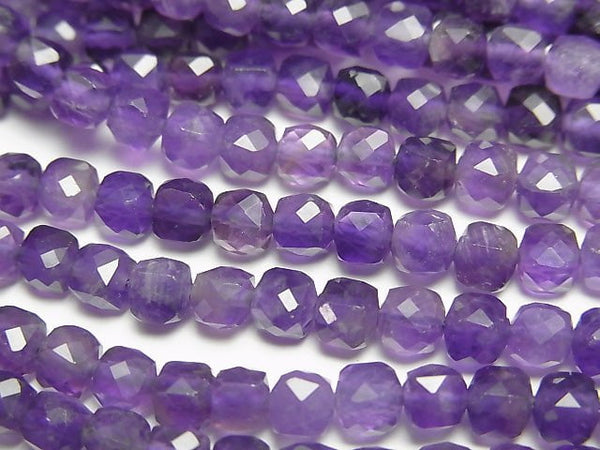 [Video] High Quality!  Amethyst AA++ Cube Shape 4x4x4mm half or 1strand beads (aprx.15inch/38cm)