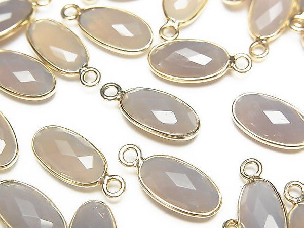 [Video] Gray Onyx AAA Bezel Setting Faceted Oval 13x7mm 18KGP 2pcs