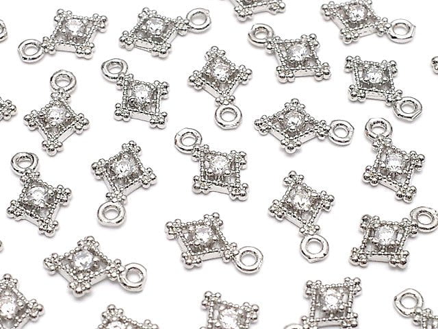 Metal Parts Diamond Charm Silver Color (with CZ) 3pcs $2.99!