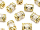 Metal Parts Rondelle (Tube) 11x9x9mm Gold color (with CZ) 1pc $4.79!