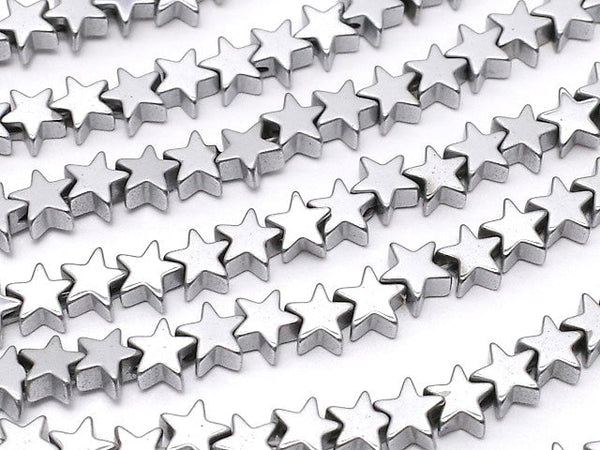 Hematite Star 4x4mm Silver Coated 1strand beads (aprx.15inch/37cm)