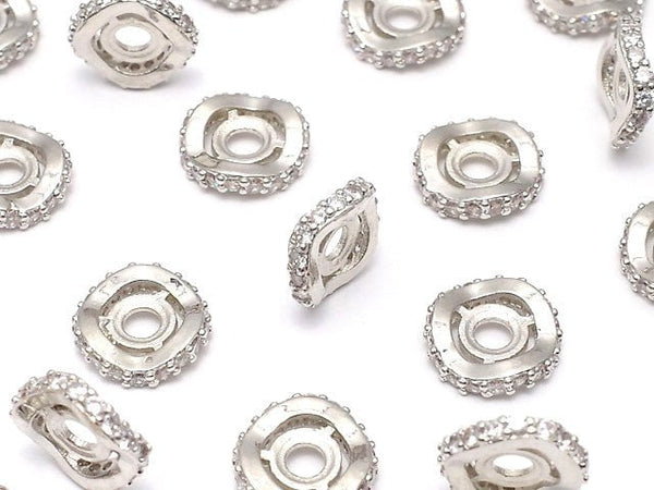 Metal Parts Roundel 9.5x9.5x2.5mm Silver (with CZ) 2pcs $3.79!