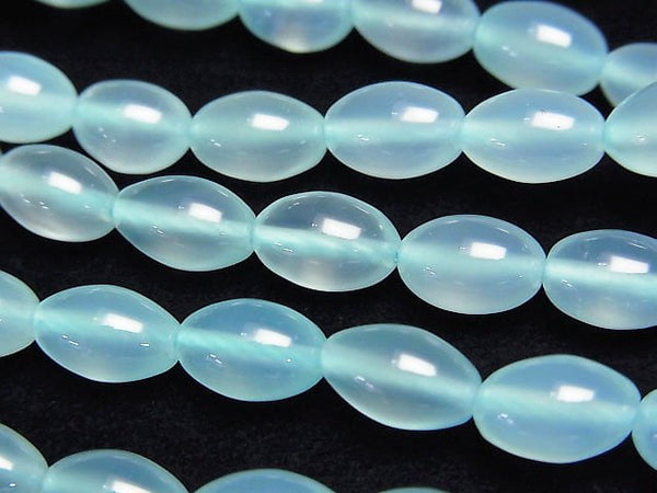 [Video] Sea Blue Chalcedony AAA Rice 9 x 6 x 6 mm half or 1 strand beads (aprx.15 inch / 38 cm)