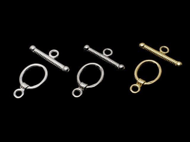 Silver925 Oval Toggle 10x9mm [Sterling Silver Finish][Rhodium Plated][18KGP] 1pair