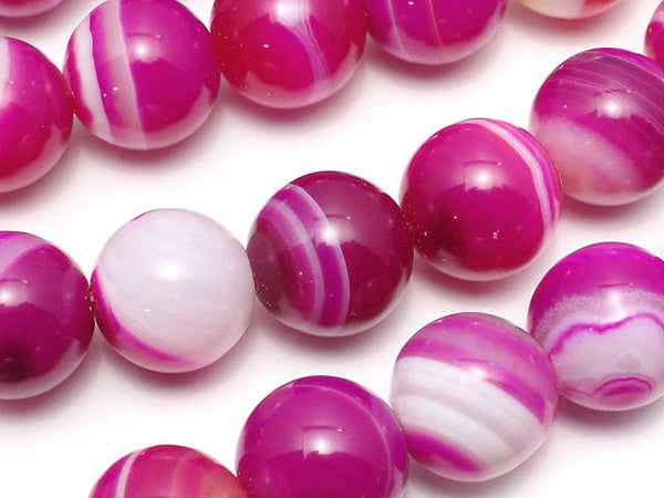 [Video] Pink Stripe Agate Round 12mm 1strand beads (aprx.15inch / 36cm)