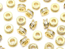Metal Parts Rondelle 5x5x2.5mm Gold (with CZ) 2pcs
