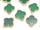 [Video]Green Onyx Flower Charm 11x11mm [Both Side ] 18KGP 1pc