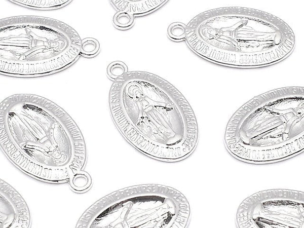 Metal Parts Charm 22x12mm Miraculous Medal Silver 2pcs $1.79!