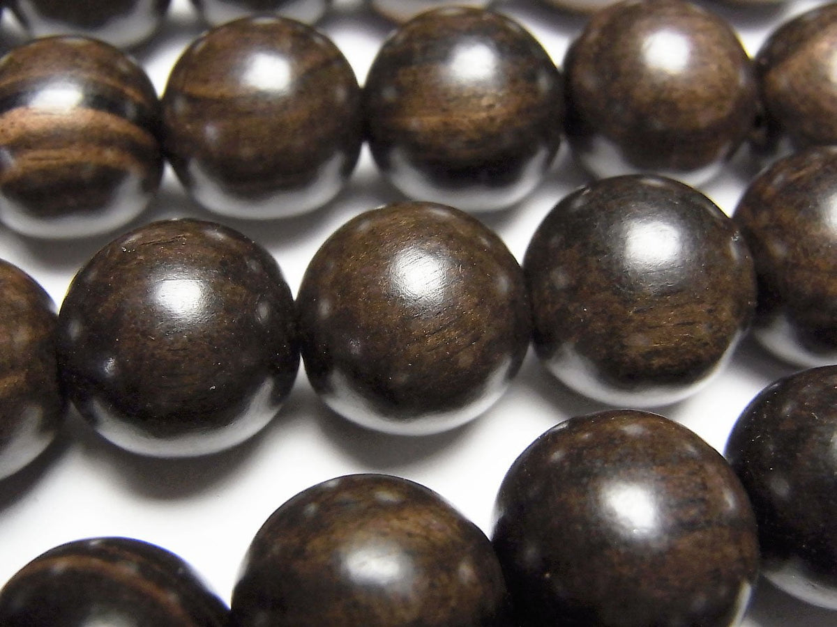 Ebony Wood Semi Round 15mm 1strand beads (aprx.15inch/37cm)