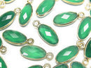 [Video] Green Onyx AAA Bezel Setting Faceted Oval 13x7mm 18KGP 2pcs