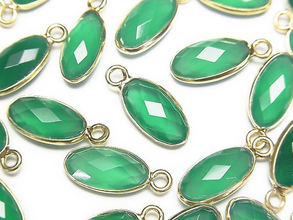[Video] Green Onyx AAA Bezel Setting Faceted Oval 13x7mm 18KGP 2pcs