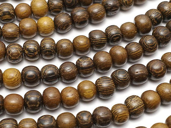 Wood Beads  Semi Round 5mm 1strand beads (aprx.15inch/38cm)