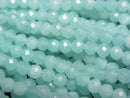 [Video]High Quality! Amazonite Silica AA++ Faceted Round 4mm 1strand beads (aprx.15inch/36cm)