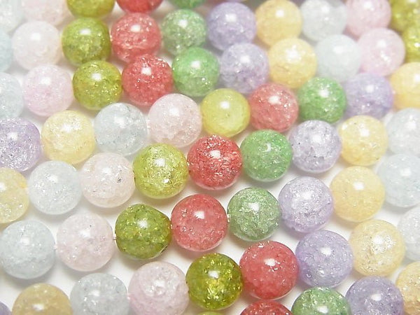 1strand $6.79! Multi Color Cracked Crystal Round 6mm NO.2 1strand beads (aprx.15inch / 36cm)