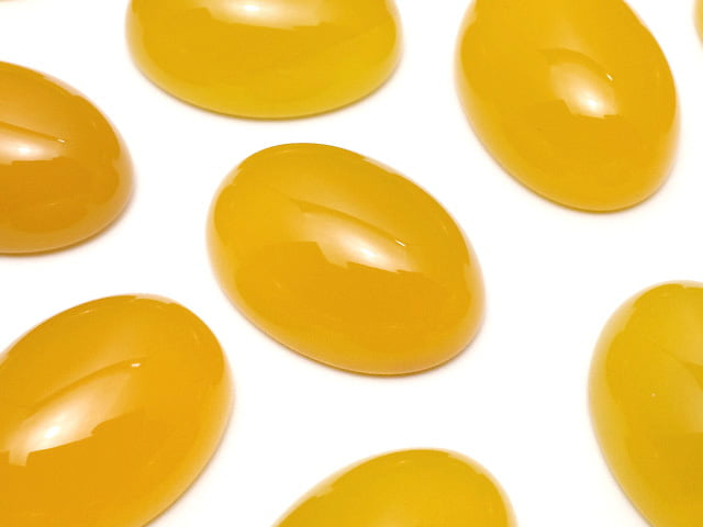 [Video] Yellow Chalcedony AAA Oval Cabochon 18x13mm 3pcs