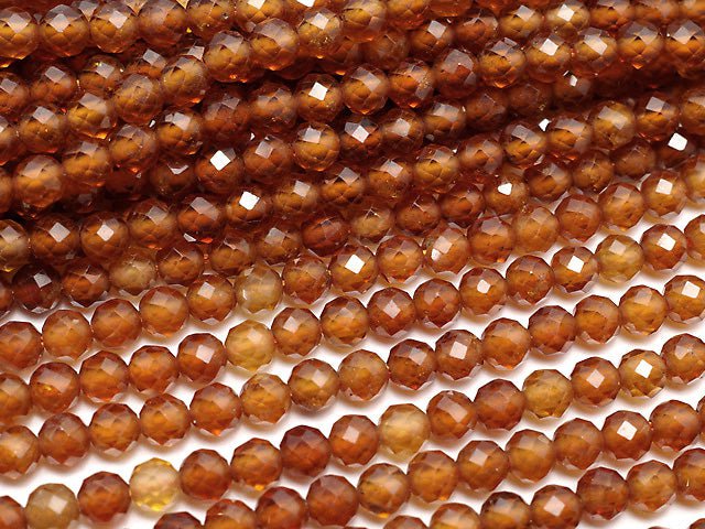 [Video] High Quality! Hessonite Garnet AAA- Faceted Round 3mm 1strand beads (aprx.15inch / 37cm)